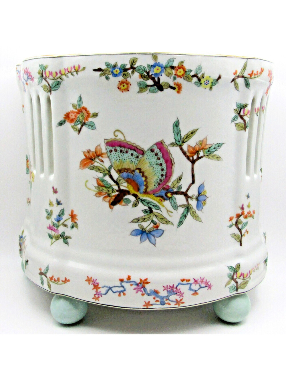 United Wilson Porcelain Factory Classic Chinoiserie Hand-Painted Ceramic Planter